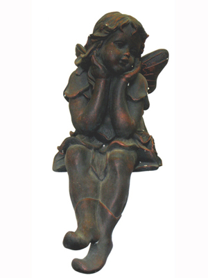Statue Fairy with Hands on Cheek - Click Image to Close