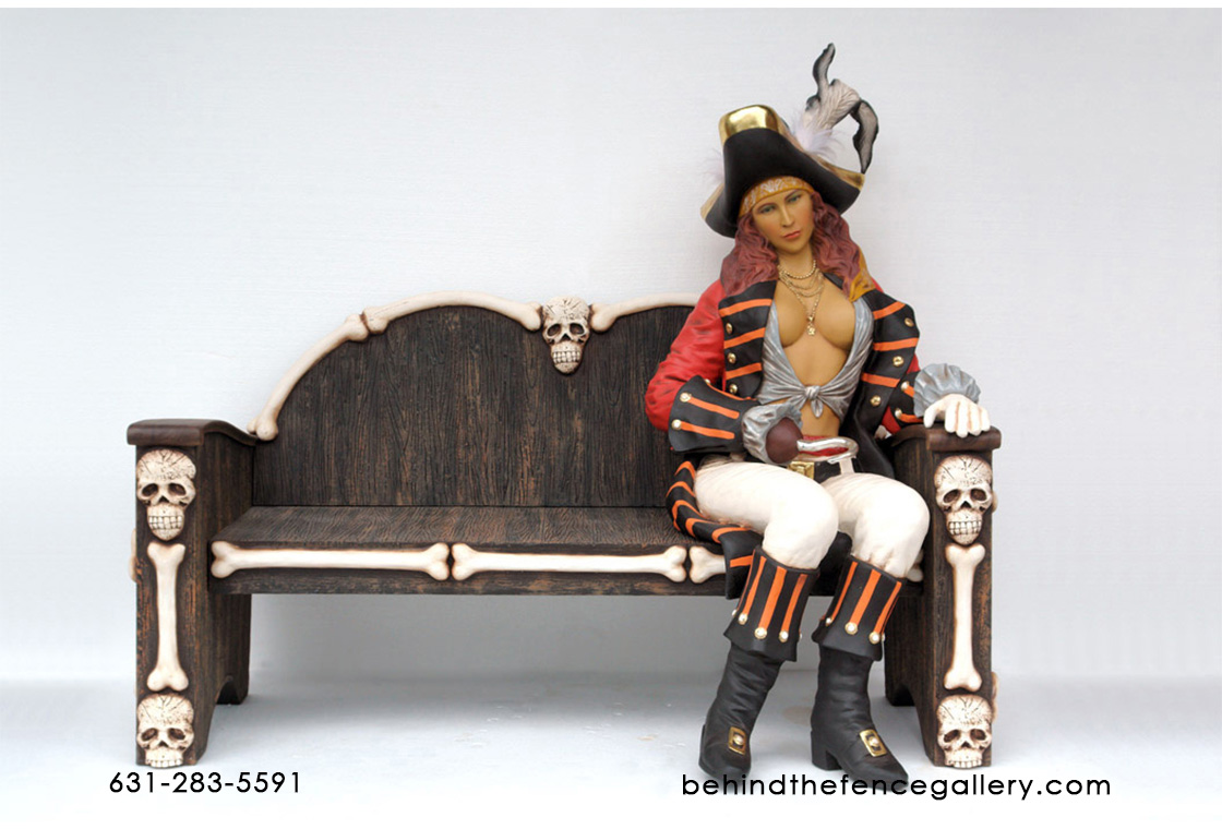 Lady Pirate Sitting Statue - Click Image to Close