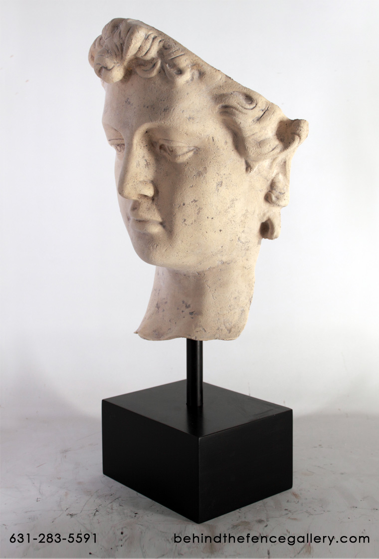 David Head on Base Statue in Roman Stone Finish - Click Image to Close