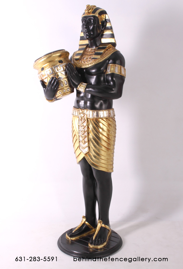 Egyptian Wine Holder Statue - 5ft. - Click Image to Close