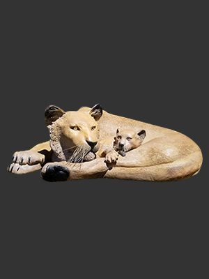 Lioness with Cub Statue Safari Theme - Click Image to Close