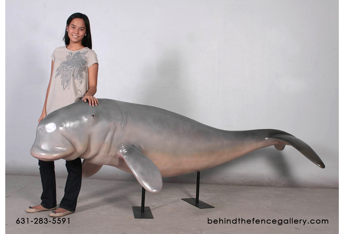 9 Ft Manatee Statue (On Metal Stand) - Click Image to Close