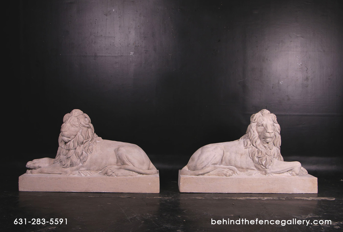 Lions Resting Statue (Set of 2) - Click Image to Close