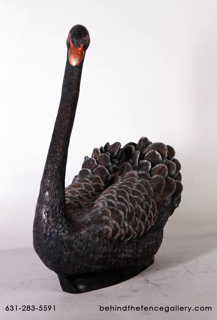 Black Swan Sitting Statue - Click Image to Close