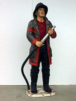 Life Size Fireman With Hose - Click Image to Close