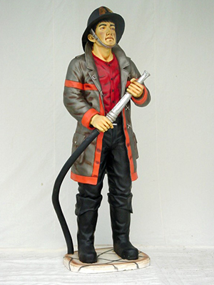 Life Size Fireman With Hose - Click Image to Close