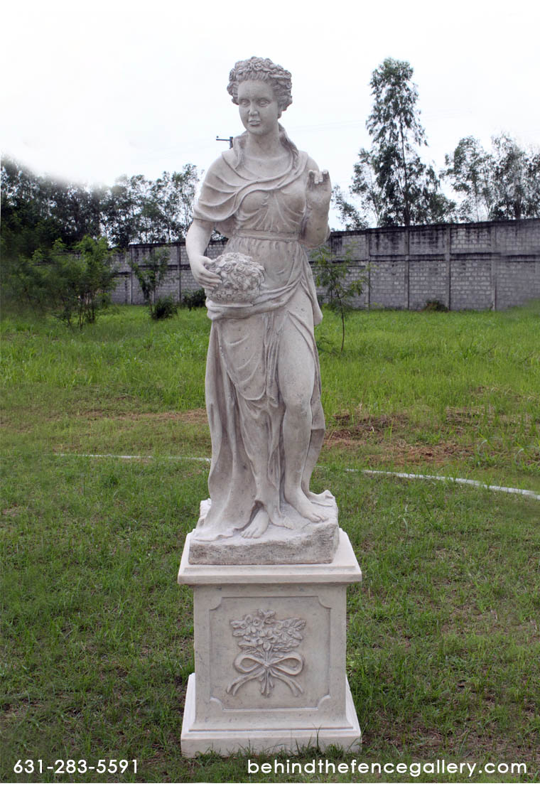 Four Seasons- Lady Spring Statue With Base