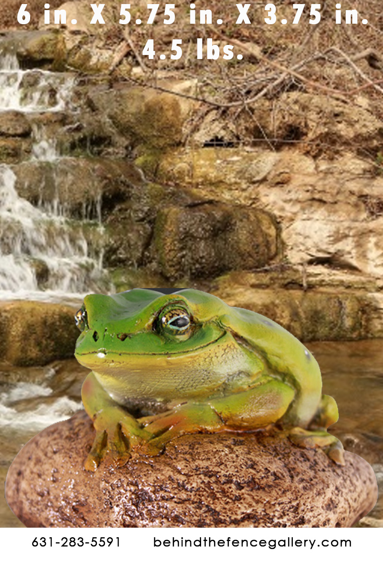 Small Green Frog on Rock Statue - Click Image to Close
