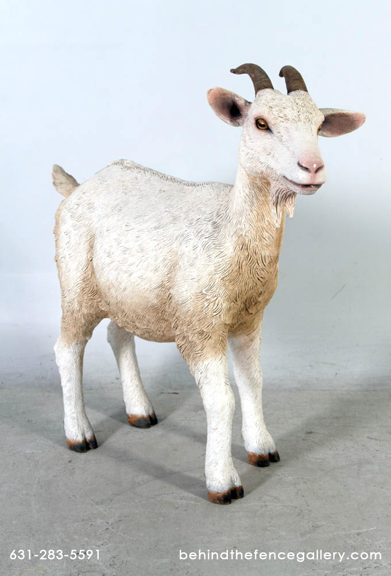 Cream Goat Statue - Click Image to Close