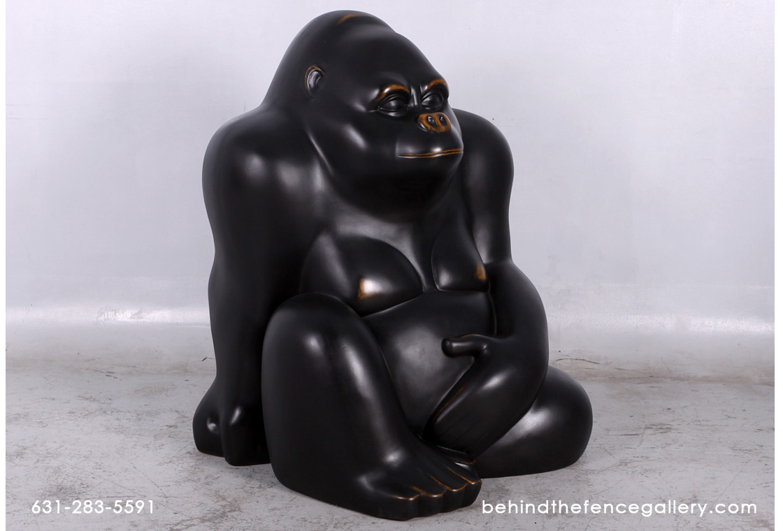 Gorilla Statue in Antique Brass - Click Image to Close