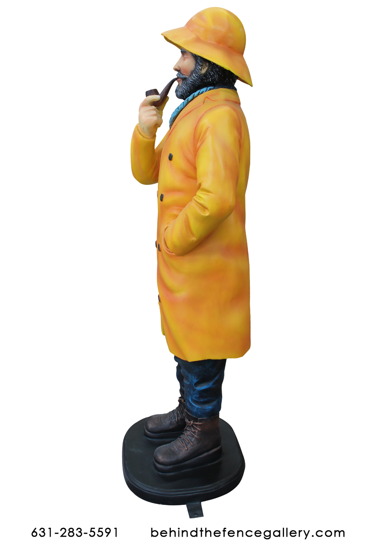 Fisherman 4ft Tall Raincoat Fisherman Statue