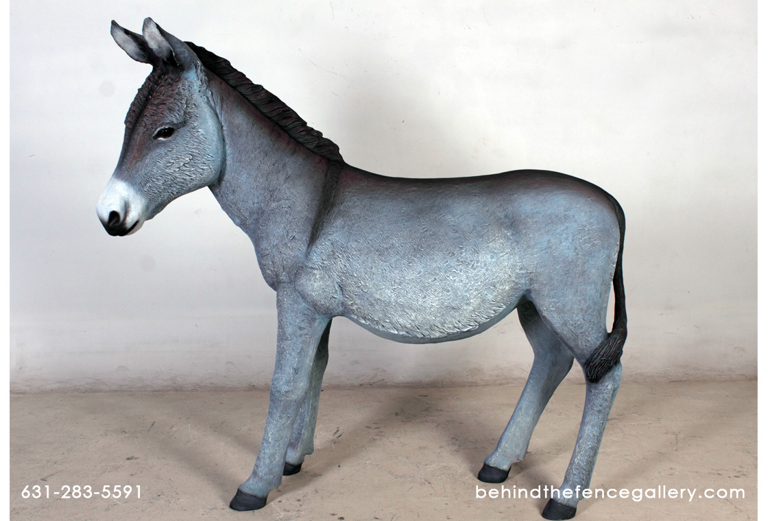 Farm Prop Grey Donkey Life Size Fiberglass Resin Statue - Click Image to Close