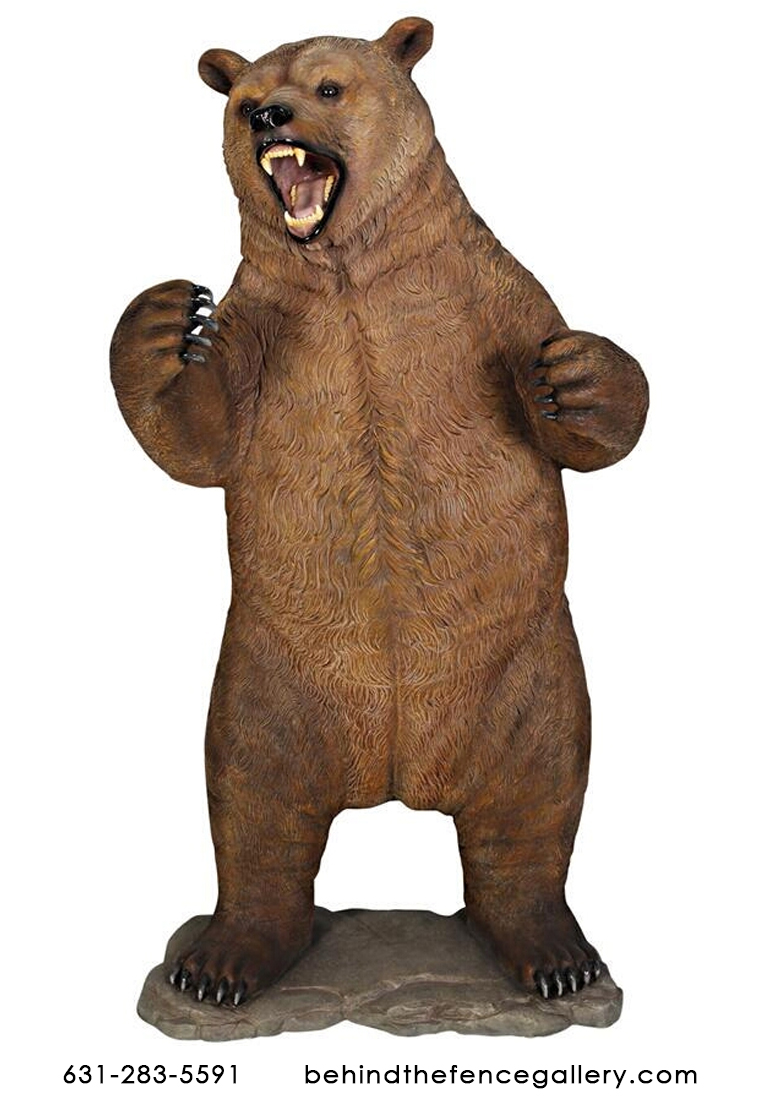 Roaring Standing Grizzly Bear Life Size Statue Roaring Standing Grizzly Bear  Life Size Statue [NE120049US] - $2, : Behind the Fence Statues  Gallery, Behind the Fence Statues Gallery