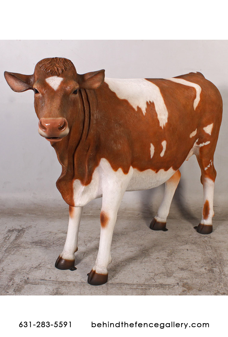 Guernsey Cow Statue Life Size Farm Theme Prop - Click Image to Close