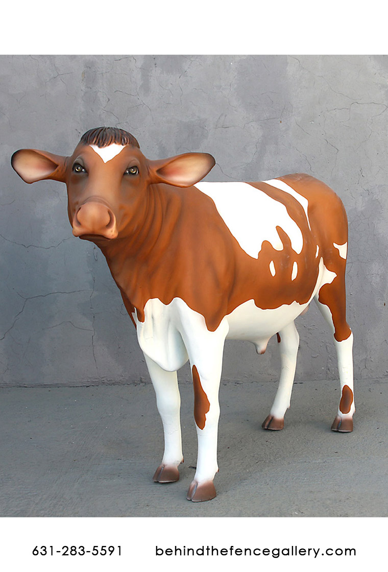 Guernsey Cow Statue - 44 inches Tall Fiberglass Guernsey Cow