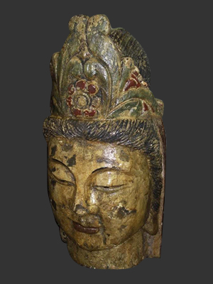 Hand Carved wood Buddha Head - Click Image to Close