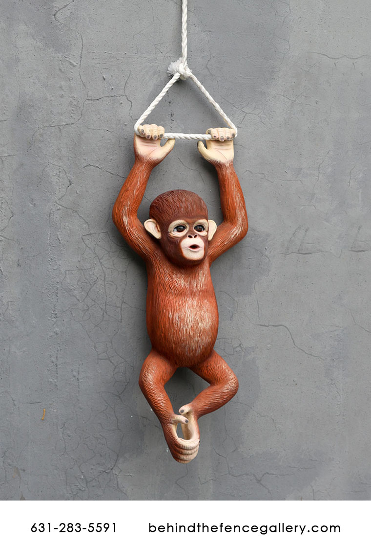 Hanging Orangutan Statue - 2.5 Ft - Click Image to Close