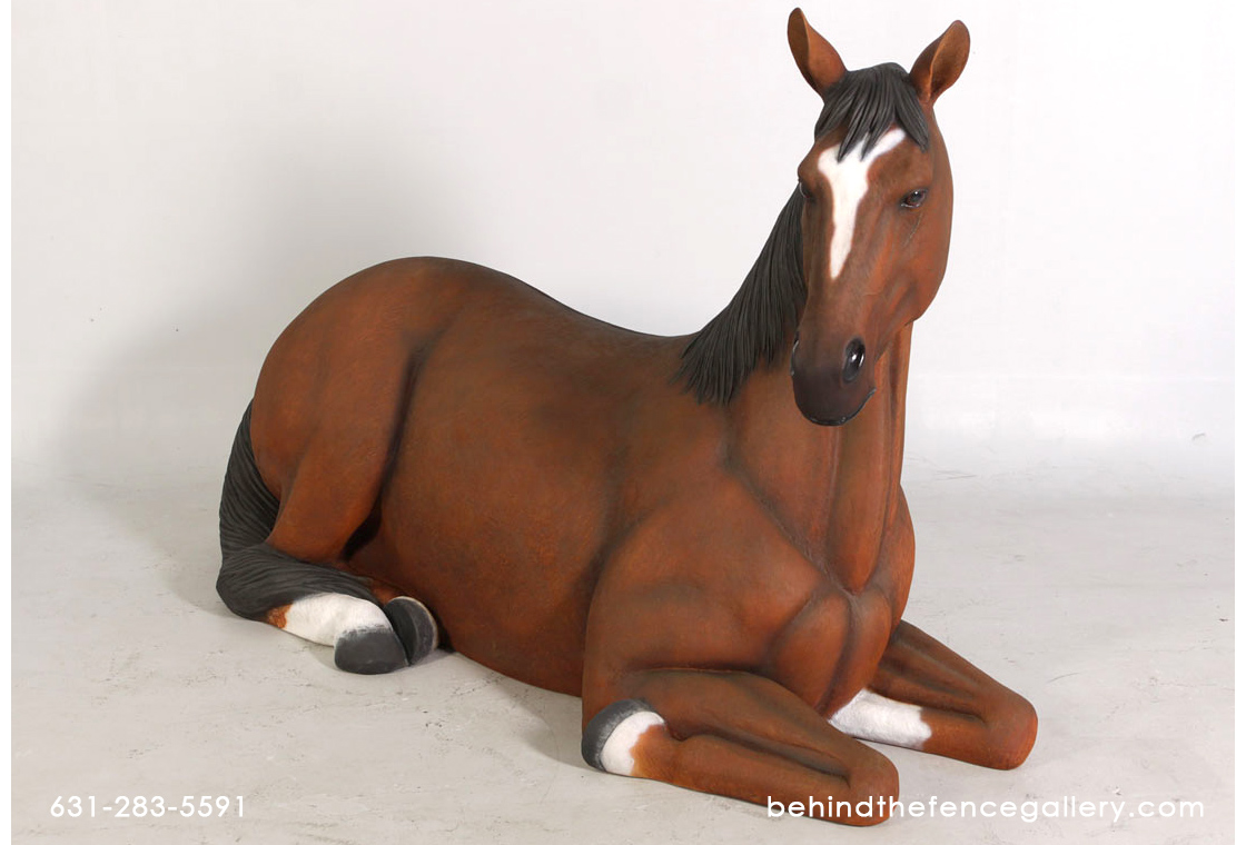 Life Size Horse Resting Statue Farm Animal Prop - Click Image to Close