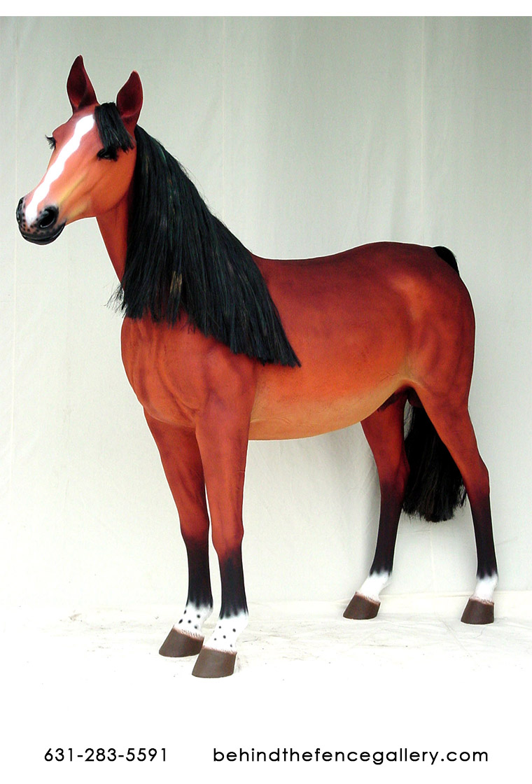 Life Size Horse with Synthetic Mane Statue - Click Image to Close