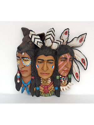 3 Faces Indian Warrior Heads - Click Image to Close