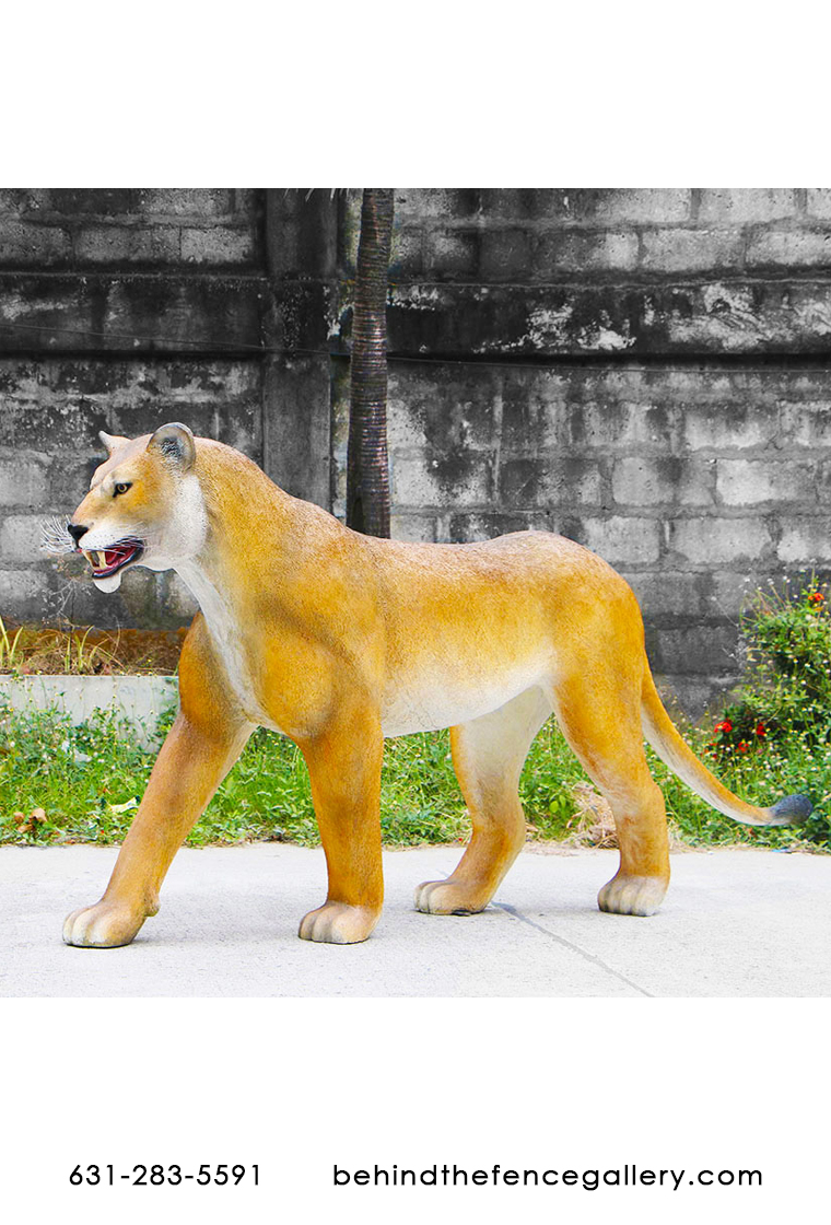 Life Size African Lioness Walking Statue Decor - Click Image to Close