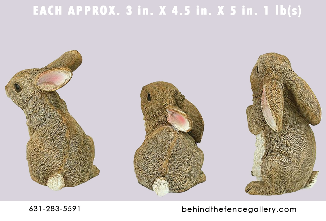 Small Brown Rabbit Statues - Click Image to Close