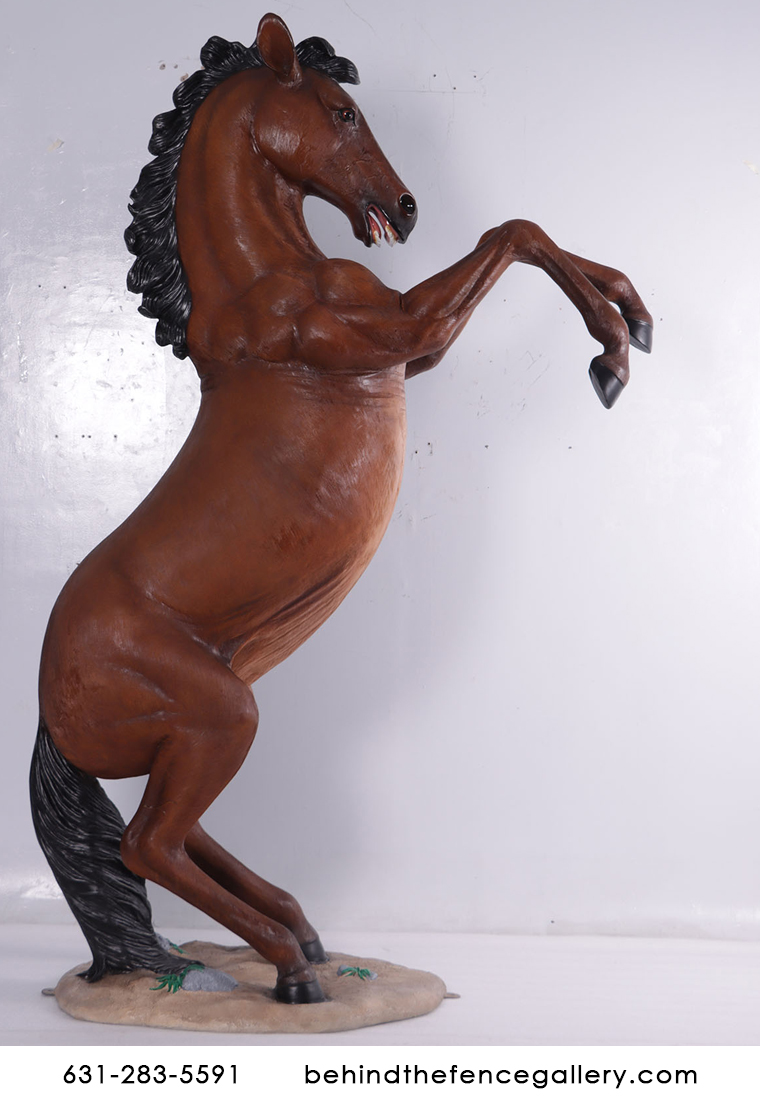 Rearing Chestnut Horse 8 Ft. Statue - Click Image to Close