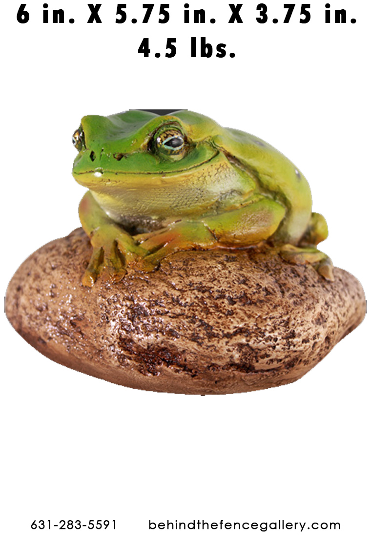 Small Green Frog on Rock Statue - Click Image to Close