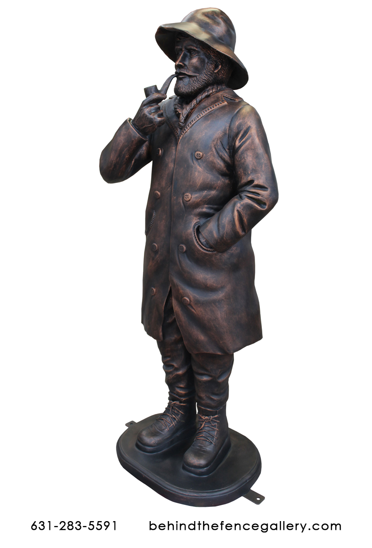 Jer's Fisherman: 4ft Tall Fisherman Statue in Bronze Finish - Click Image to Close
