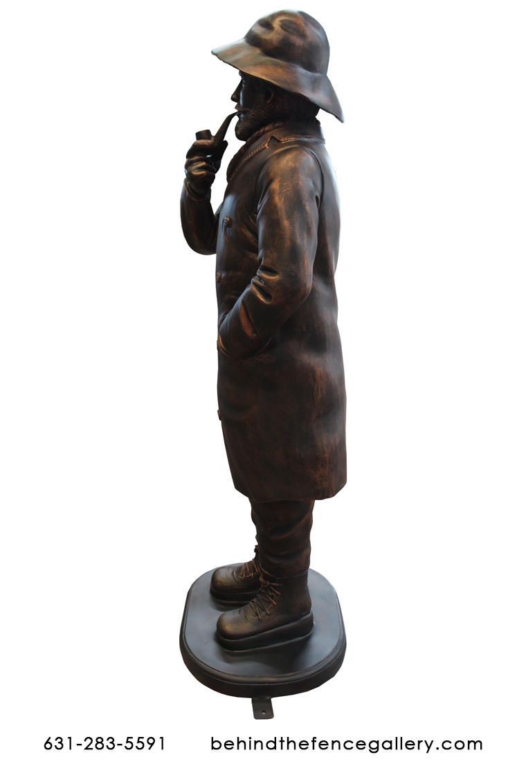 Jer's Fisherman: 4ft Tall Fisherman Statue in Bronze Finish - Click Image to Close