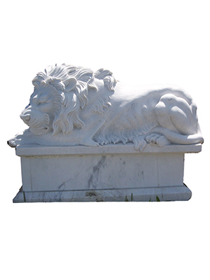 Marble Sleeping Lion - Click Image to Close