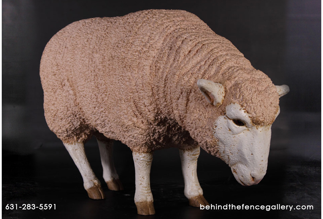 Merino Lamb Ewe Statue Head Down Farm Animal Prop