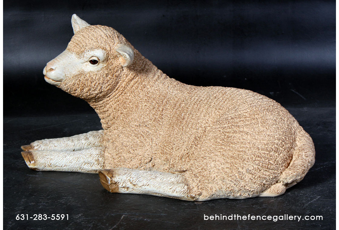 Merino Lamb Resting Statue - Click Image to Close