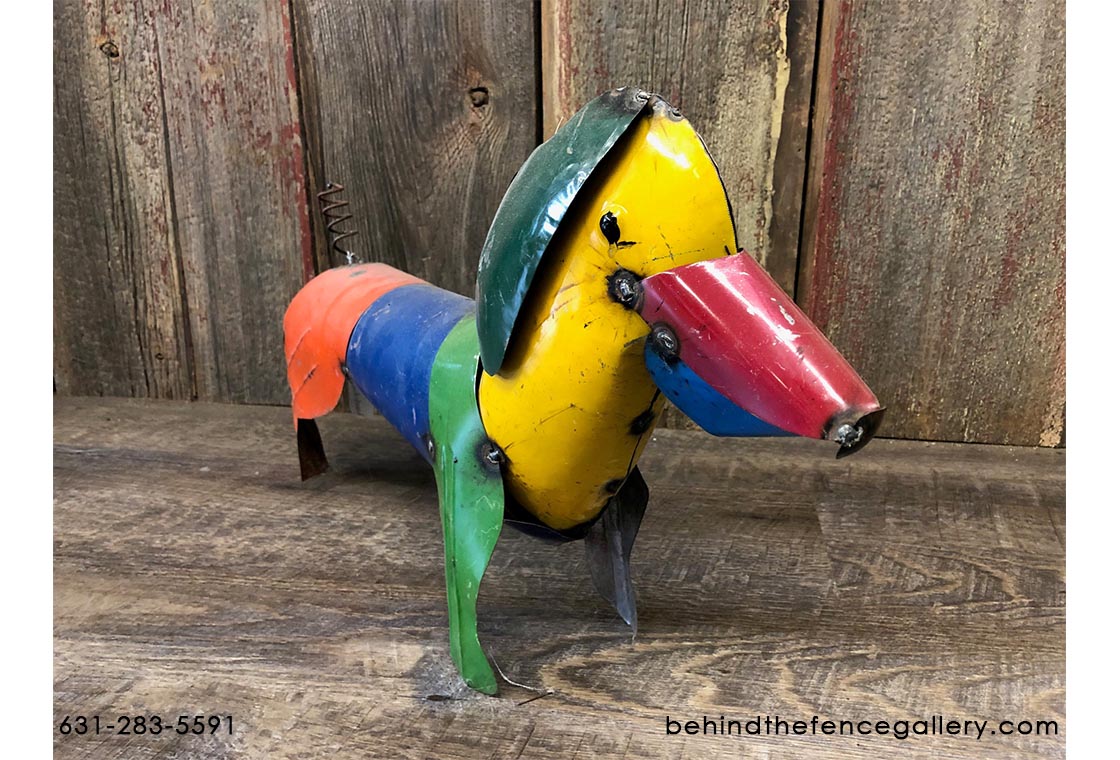 Recycled Tin Dachshund Statue - Click Image to Close