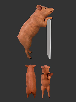 Pig Statue Standing on 2 Legs Farm Animal Prop - Click Image to Close