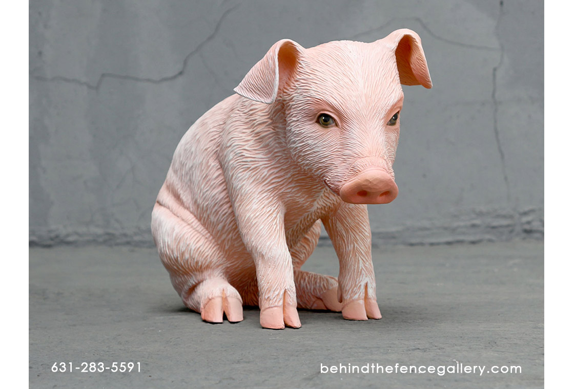 Cute Piglet Sitting Statue - Click Image to Close