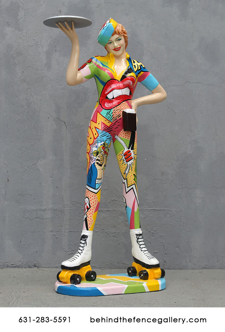 Popart Waitress Statue - Click Image to Close