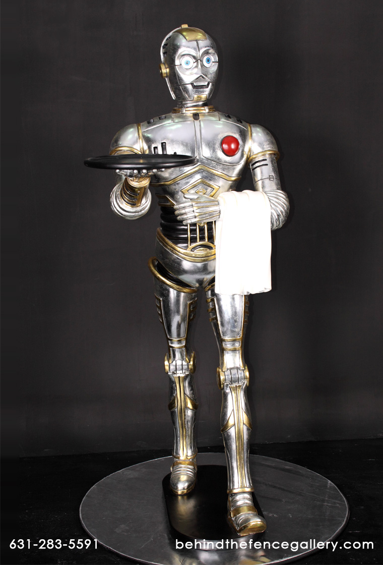 Walking Robot Statue with Tray