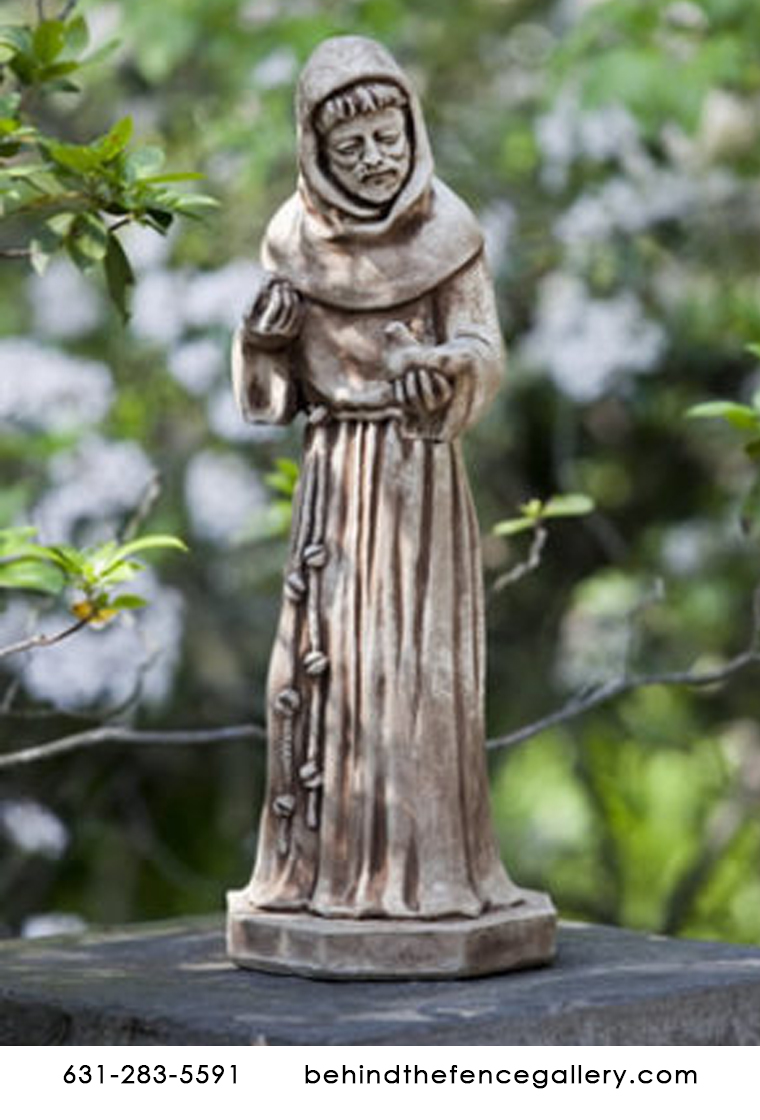 Saint Francis with Dove Birds Cast Stone Statue - Click Image to Close