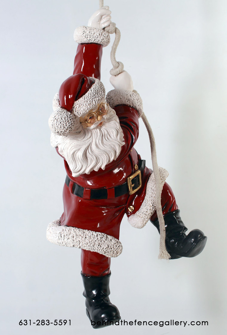 Santa Hanging from Rope Statue - 3FT. - Click Image to Close
