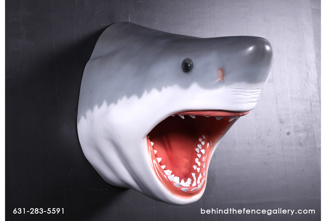 Great White Shark Head Wall Mount Statue - Click Image to Close