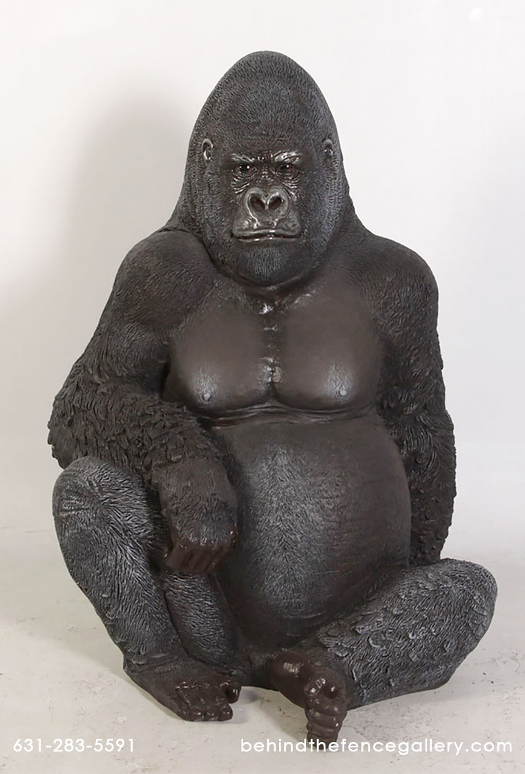 African Jungle Realistic Silverback Gorilla Statue - Click Image to Close