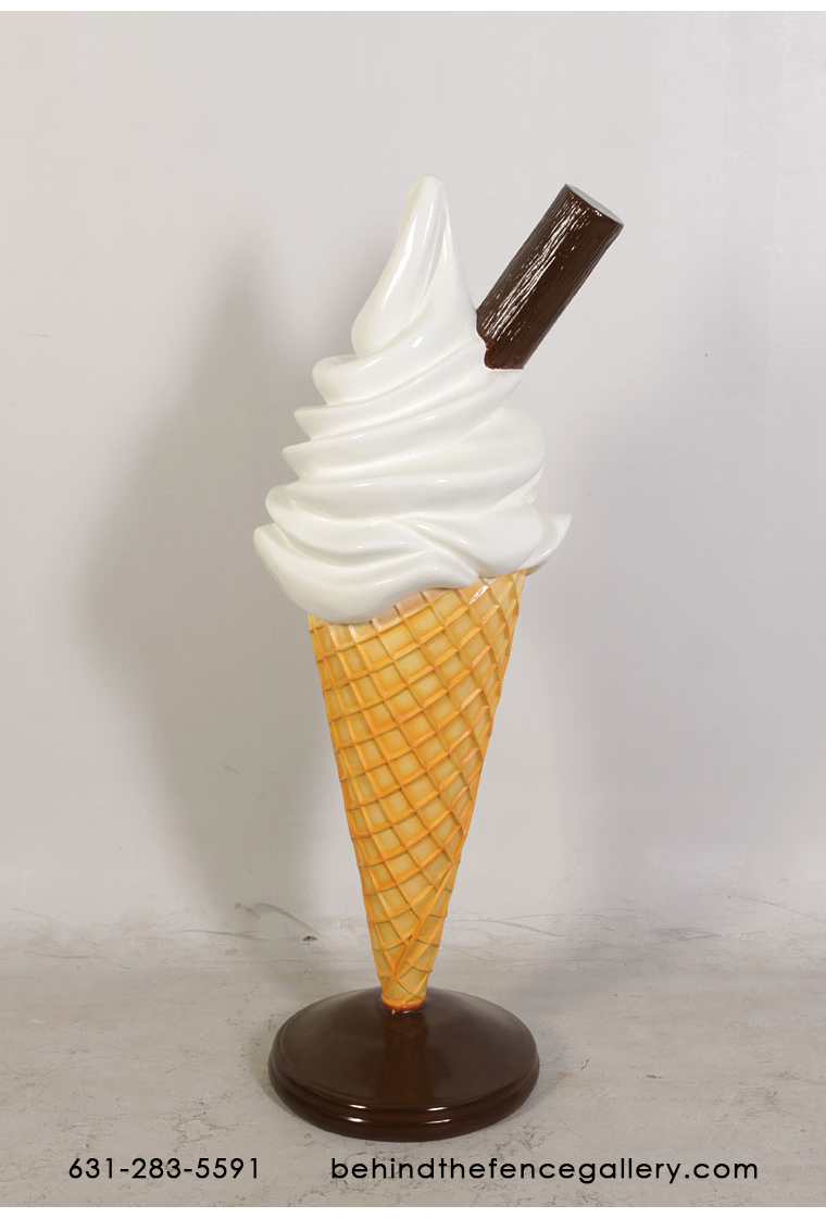 Soft Serve Ice Cream Cone with Chocolate Stick on Base