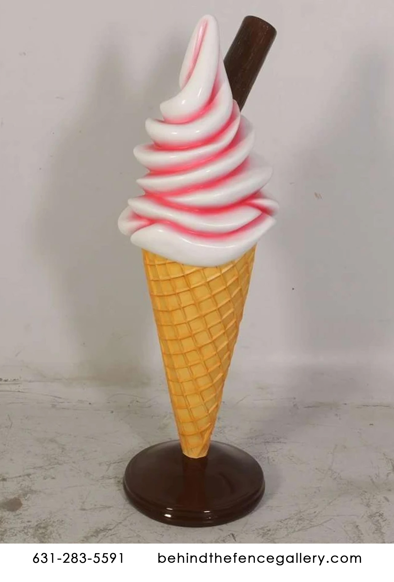 Soft Serve Ice Cream Cone with Chocolate Stick on Base