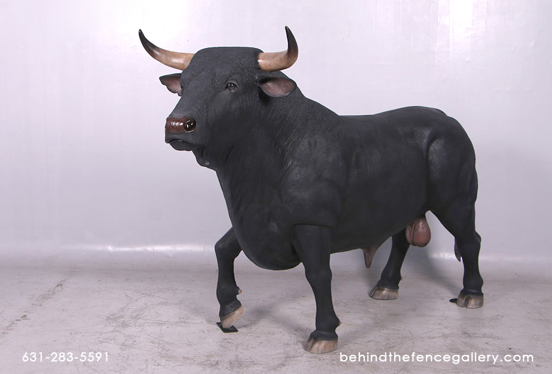 Life Size Spanish Fighting Bull Fiberglass Resin Statue - Click Image to Close