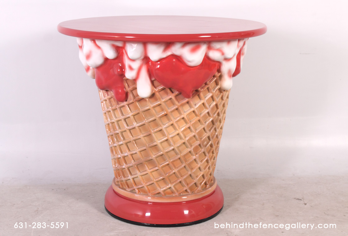 Fiberglass Strawberry Flavor Ice Cream Table - Click Image to Close