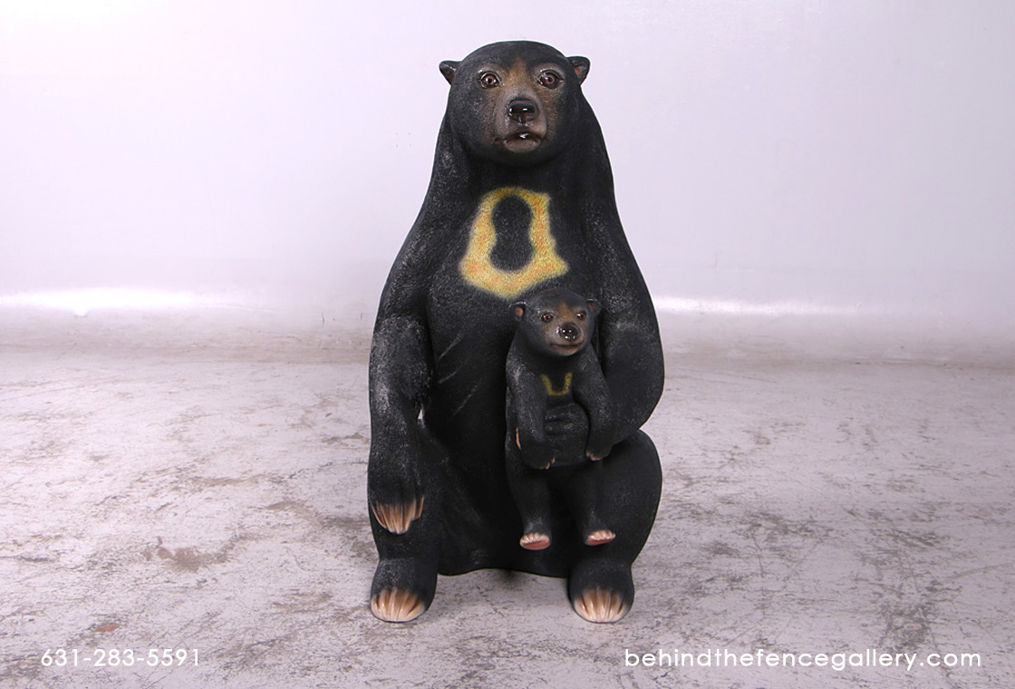 Sun Bear with Cub Statue - Click Image to Close
