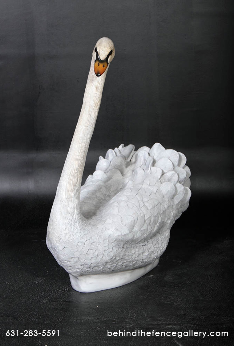 White Swan Sitting Statue - Click Image to Close