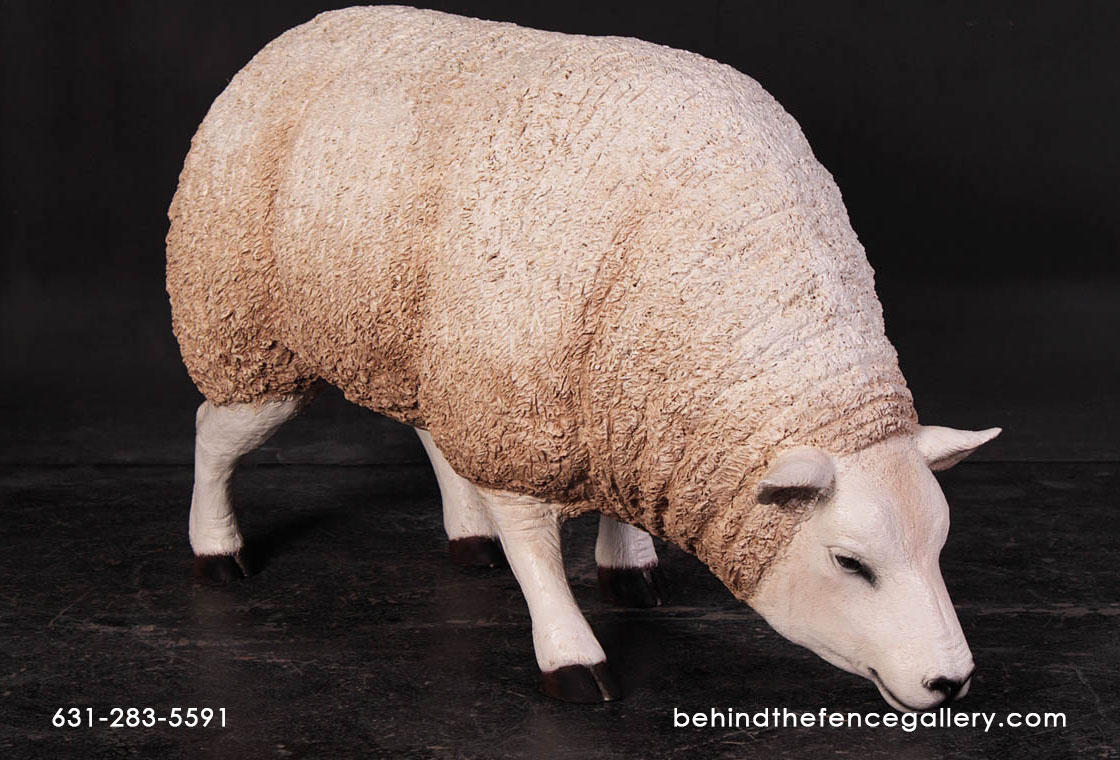Sheep Statue Texelaar Ewe with Head Down Garden Sculpture - Click Image to Close