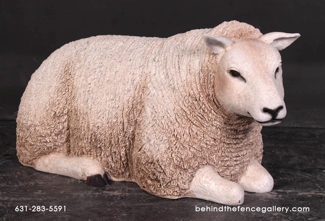 Texelaar Ewe Sheep Statue Lying Down - Click Image to Close
